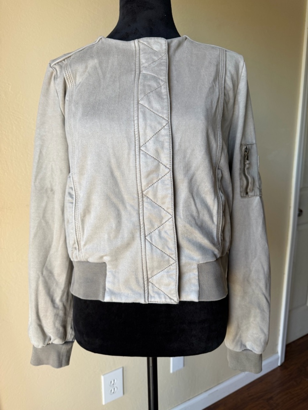 Lightweight moto jacket Marrakech anthro small champagne grey